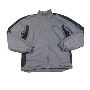 Under Armour Jacket Mens Small Gray Fleece Lined Full Zip Performance Outdoor